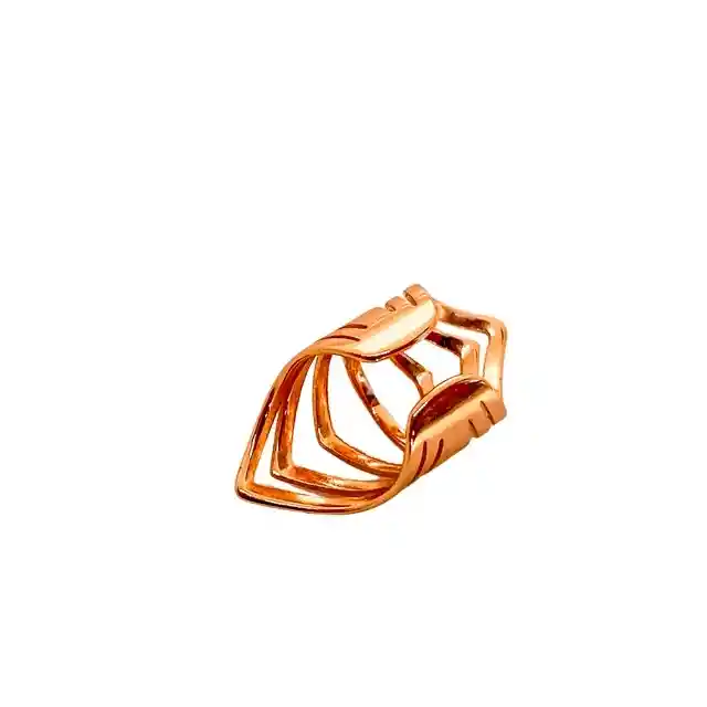 Earcuff Multi Vertices Con Baño De Oro Rosado