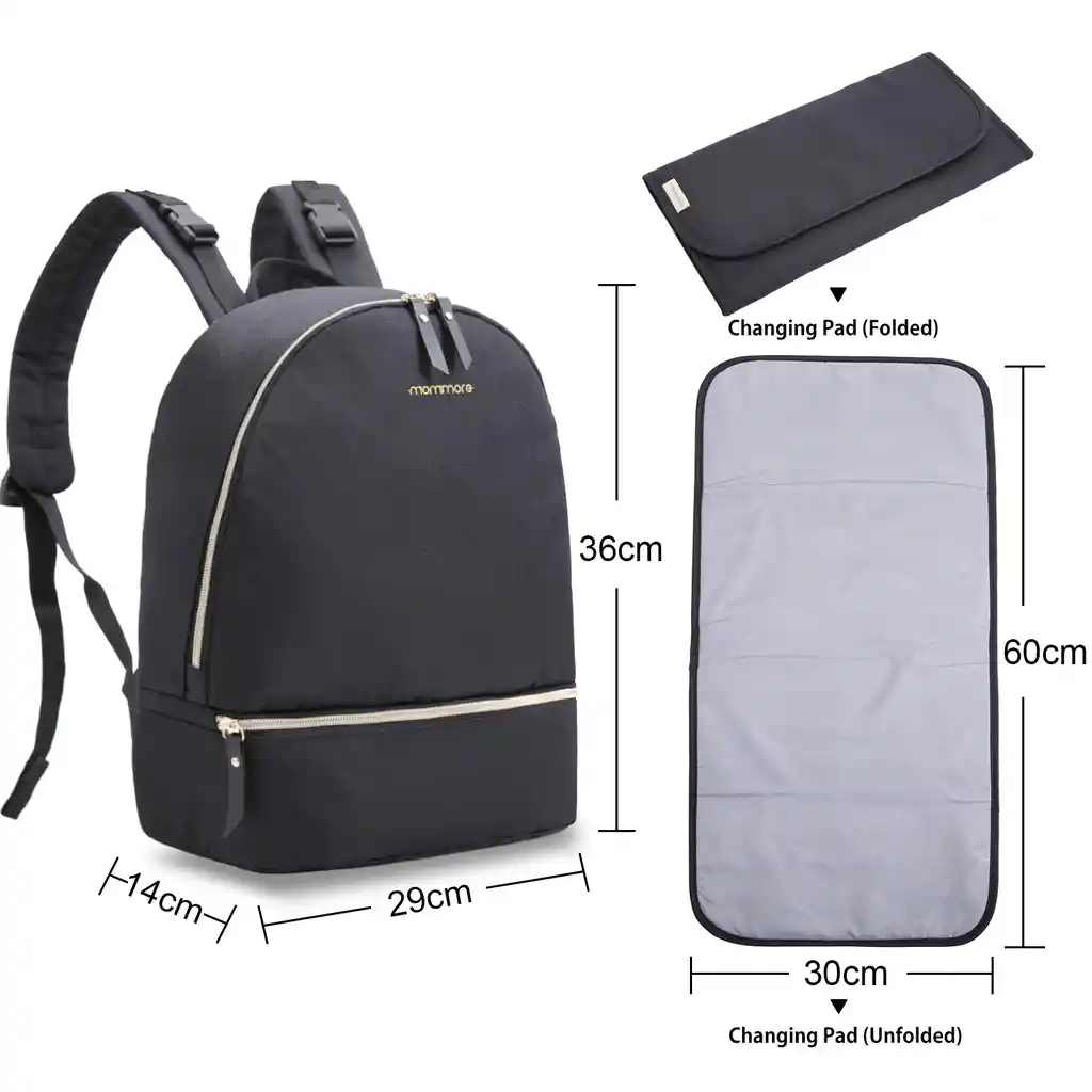 Mochila Pequeña Para Pañales Siena - Negro
