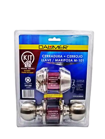 Set Cerradura Acceso Pomo + Cerrojo Llave/mariposa M101 (daumer)