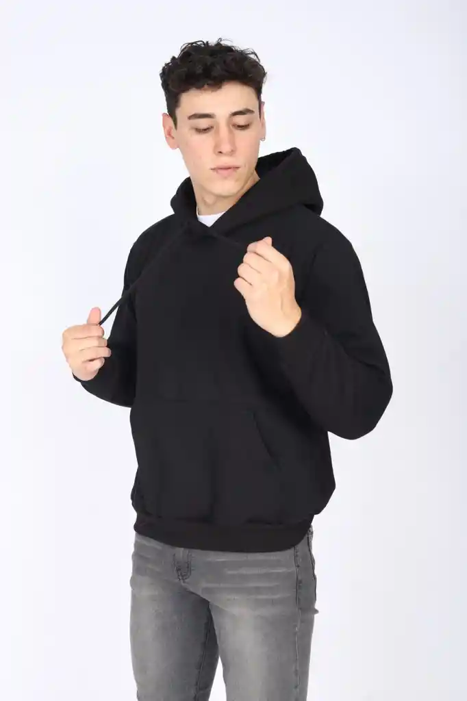 Poleron Canguro Negro Talla L