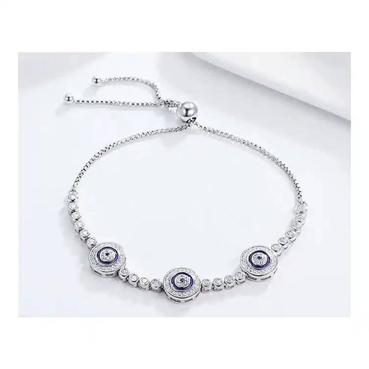 Pulsera De Zircón Ojos Azules