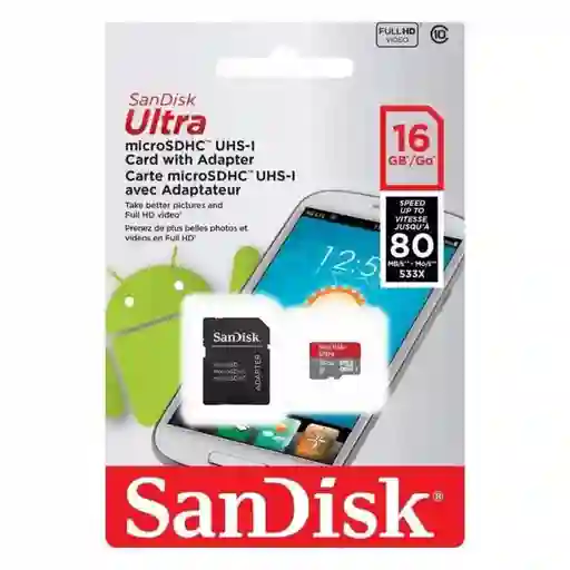 Memoria Microsdxc Sandisk Ultra 16gb Uhs-i Clase 10