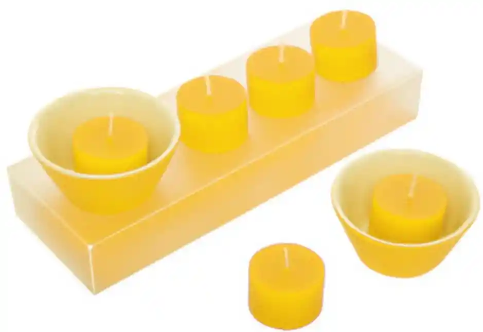 Set De Velas Con Pocillos Amarillo