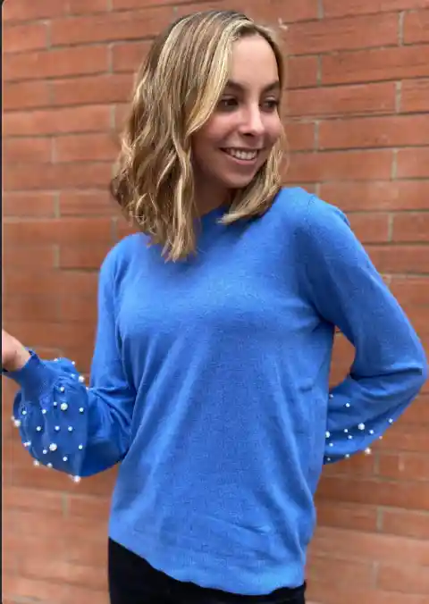 Sweater Perlitas Azulino Viscosa