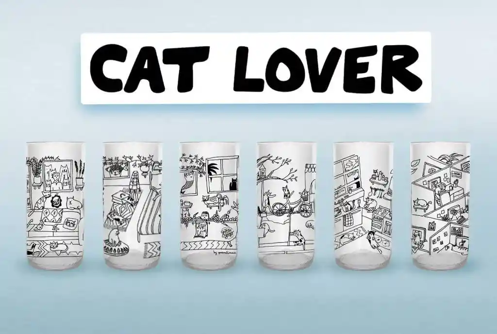 Cat Lovers Juego De 6 Vasos