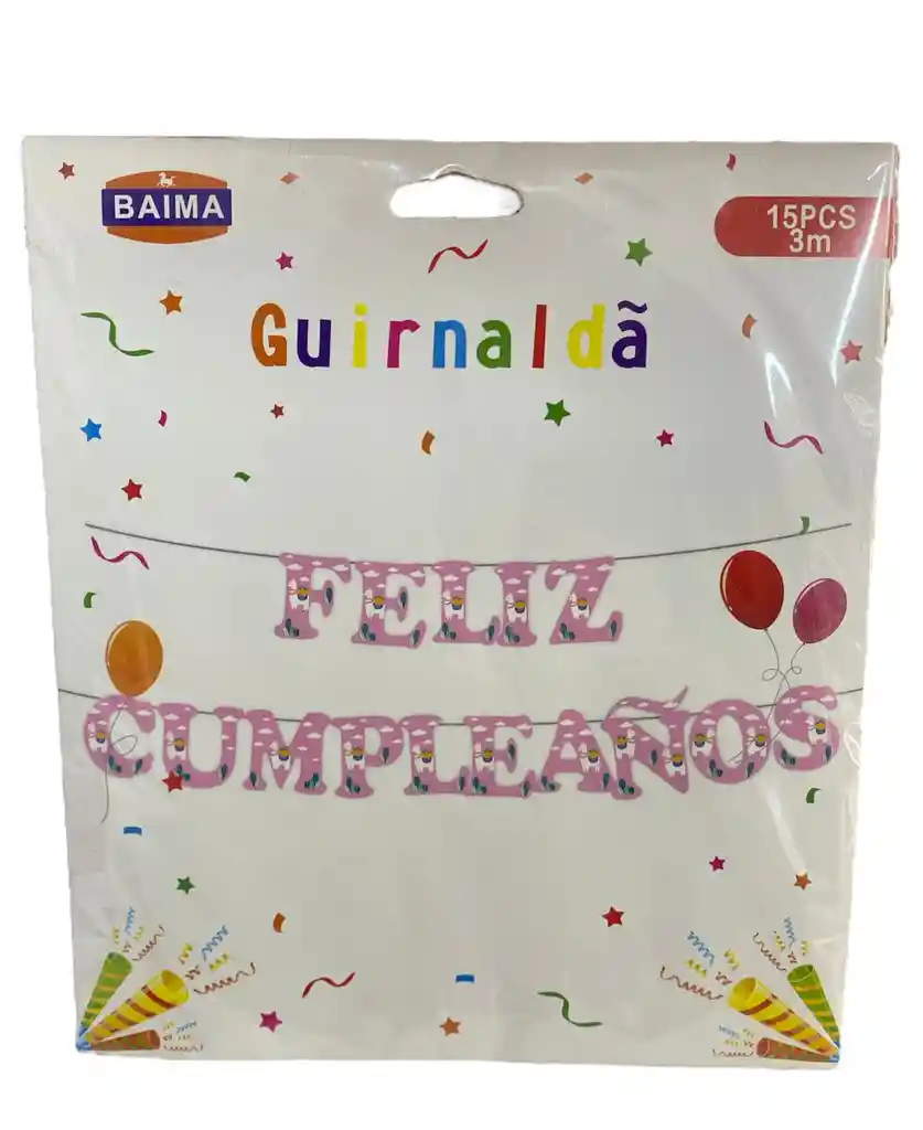 Guirnalda Feliz Cumpleaños 3m Rosa