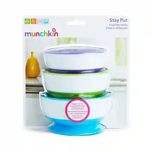 Set De 3 Bowls Con Antideslizante Munchkin Stay Put