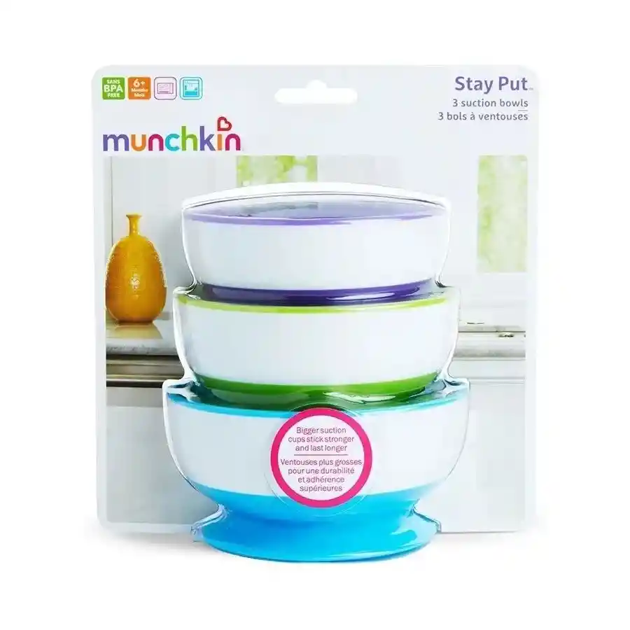 Set De 3 Bowls Con Antideslizante Munchkin Stay Put