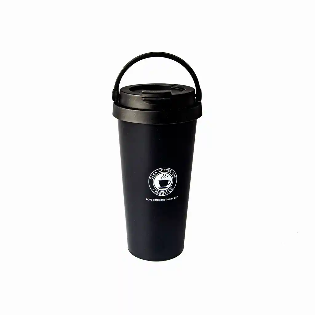 Termo Metálico Estilo Vaso Café Con Argolla 450ml Negro