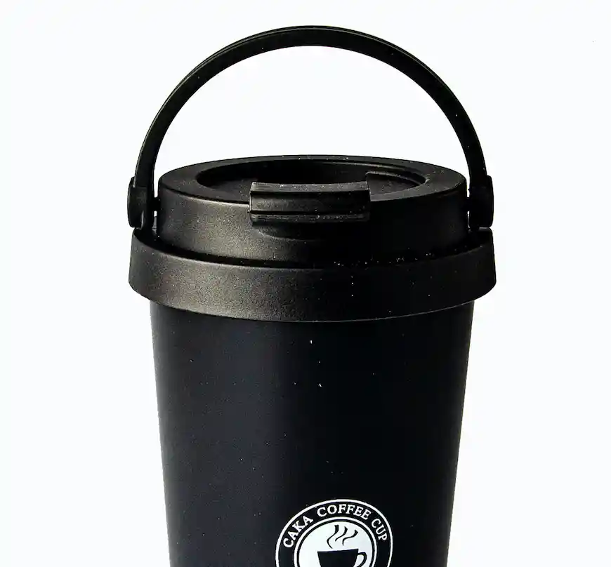 Termo Metálico Estilo Vaso Café Con Argolla 450ml Negro