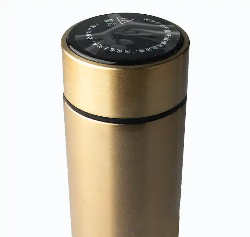 Termo Metálico Con Termómetro De 480ml Dorado