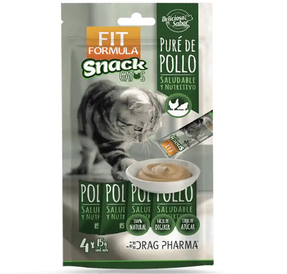 Fit Formula Snack Gato Pure De Pollo 4 Tubos 15 G