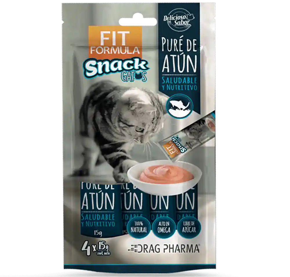 Fit Formula Snack Gato Pure De Atun 4 Tubos 15 G