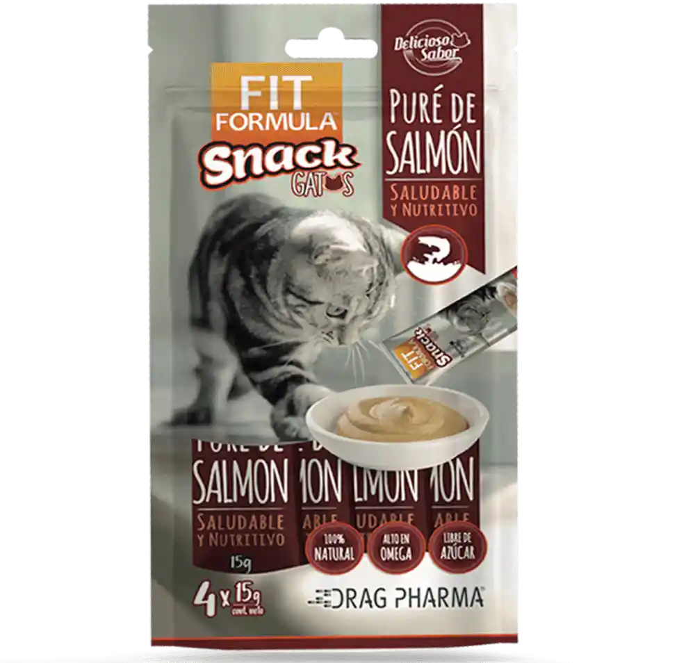 Fit Formula Snack Gato Pure De Salmon 4 Tubos 15 G