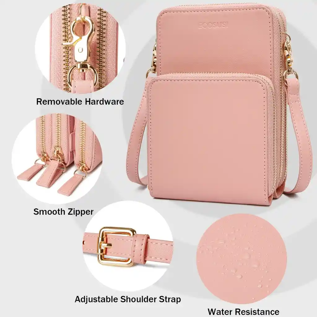 Ecosusi Bandolera Para Celular Con Cartera Desmontable - Rosado