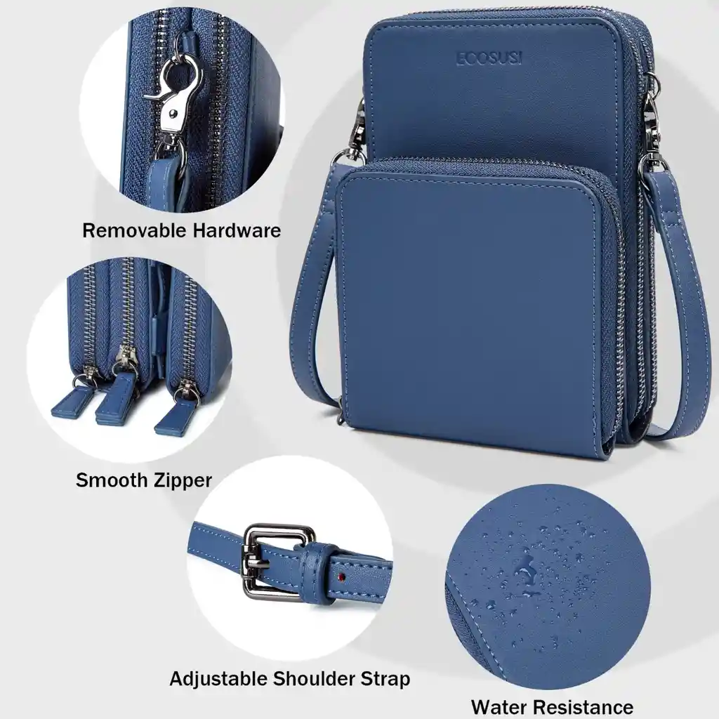 Ecosusi Bandolera Para Celular Con Cartera Desmontable - Azul