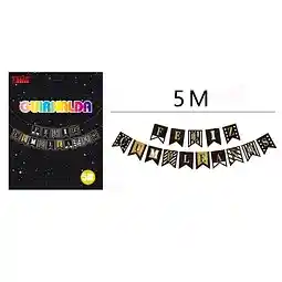 Guirnalda Feliz Cumpleaños Negro Dorado