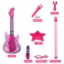 Guitarra Musical De Juguete Con Micrófono Rosada