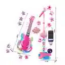 Guitarra Musical De Juguete Con Micrófono Rosada