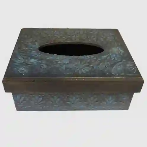 Caja Porta Pañuelos Turquesa Con Dorado