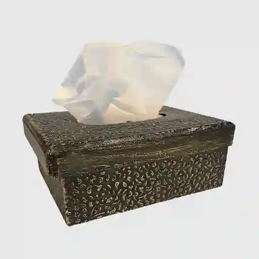 Caja Porta Pañuelos Negra Con Dorado