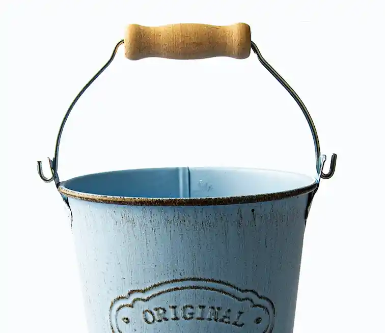 Jarra Macetero Metálico Con Manga Celeste