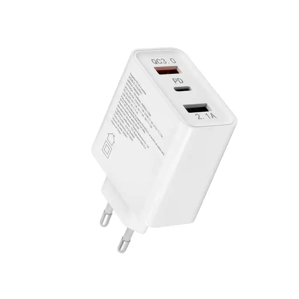 Adaptador De Carga Rápida 28.5w 3 Puertos. Usb, Tipo-c