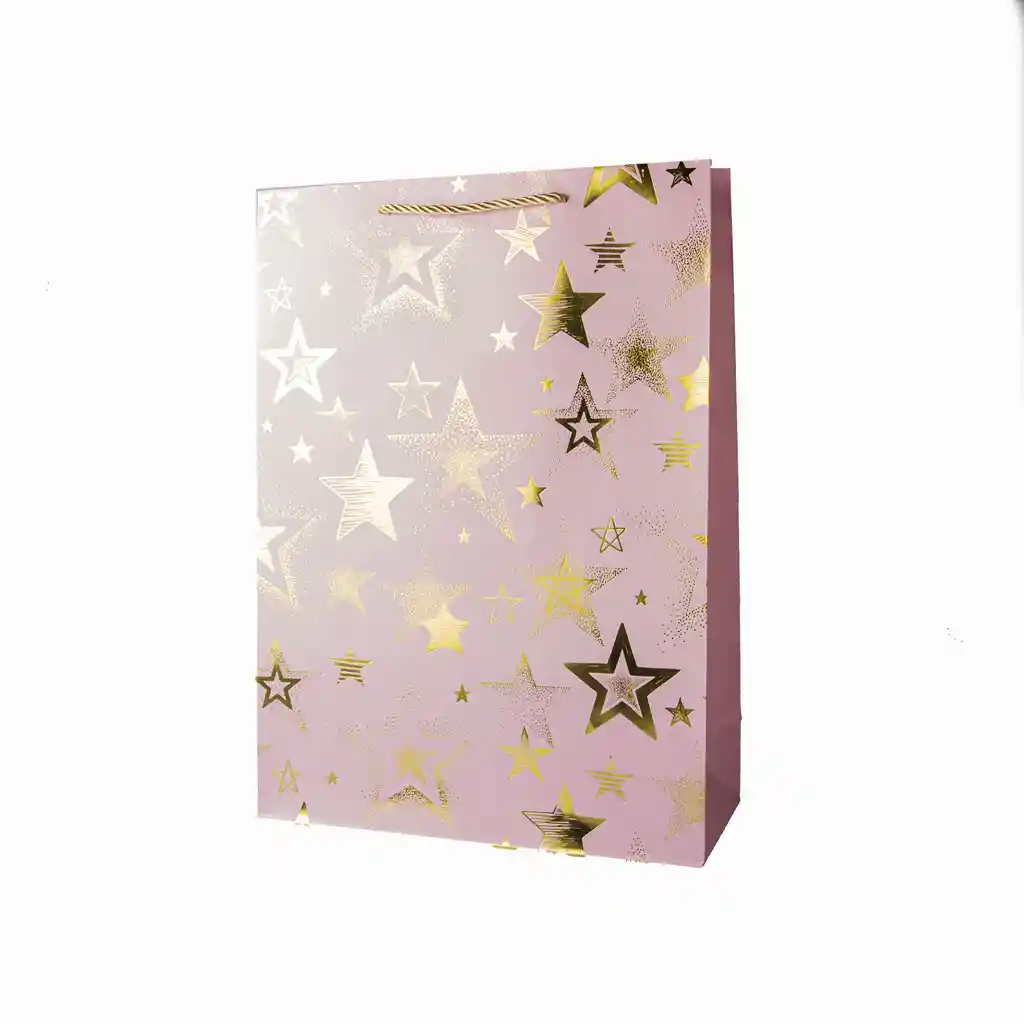 Pack De 6 Bolsa De Regalo Grande Diseño Estrellas Colores