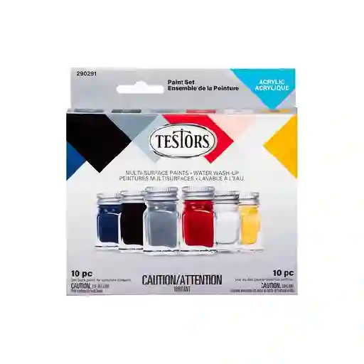 Testors Set De Pinturas Acrílicas Colores Primarios Brillantes