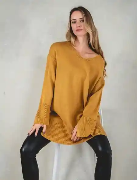 Sweater Oversized Largo Mostaza