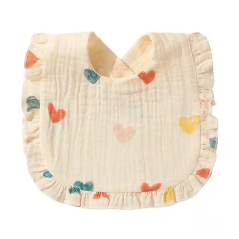 Hermoso Babero 100% Algodón Con Estampado De Corazones De Colores Y Flecos 0-12 Meses Vaporoso, Liviano, Suave, Transpirable =) Características: Género:chicas Color: Multicolor Cantidad: 1 Pieza Material: Algodón Composición: 100% Algodón