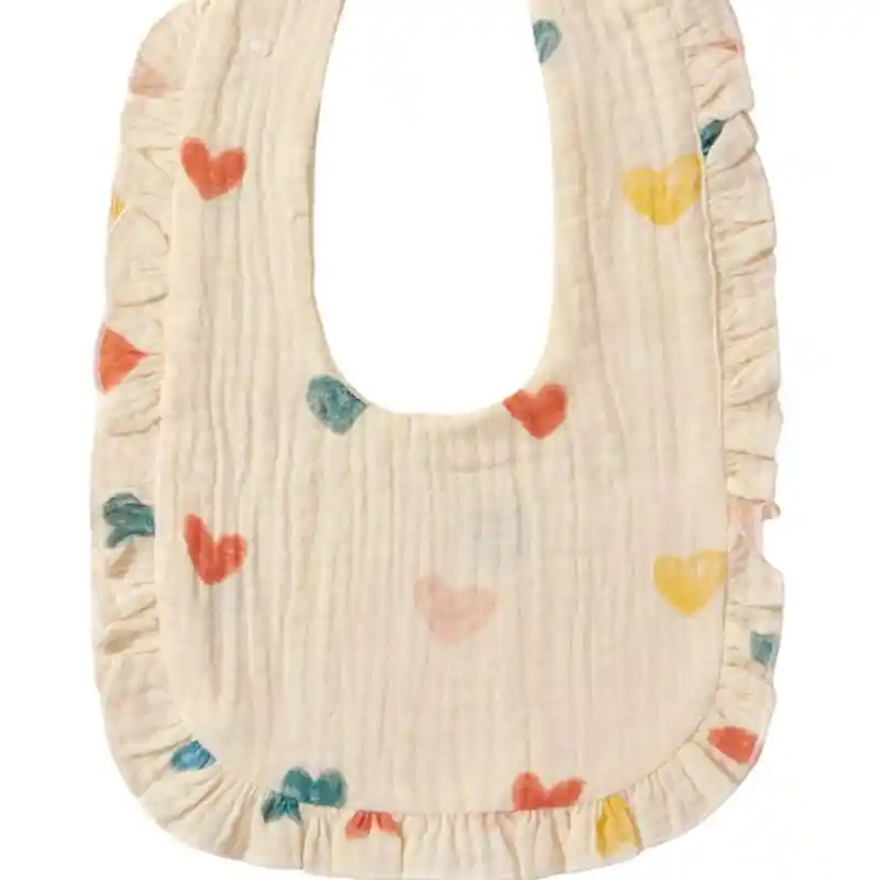 Hermoso Babero 100% Algodón Con Estampado De Corazones De Colores Y Flecos 0-12 Meses Vaporoso, Liviano, Suave, Transpirable =) Características: Género:chicas Color: Multicolor Cantidad: 1 Pieza Material: Algodón Composición: 100% Algodón