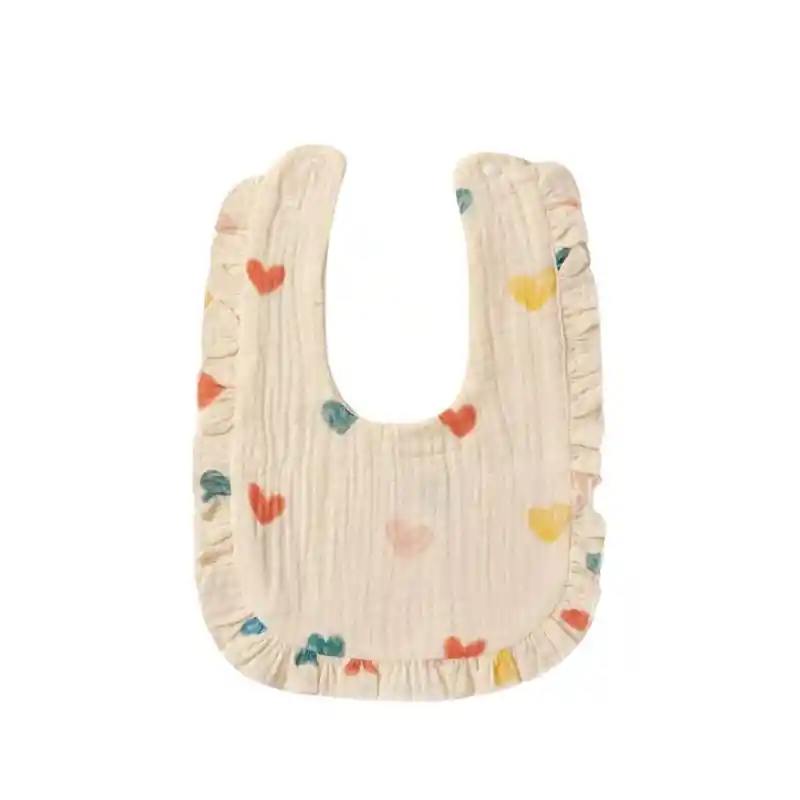 Hermoso Babero 100% Algodón Con Estampado De Corazones De Colores Y Flecos 0-12 Meses Vaporoso, Liviano, Suave, Transpirable =) Características: Género:chicas Color: Multicolor Cantidad: 1 Pieza Material: Algodón Composición: 100% Algodón