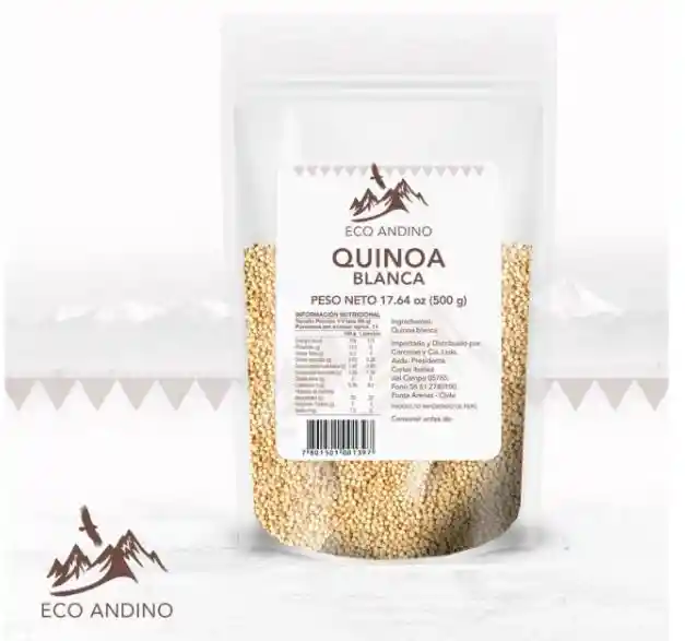 Quinoa Blanca 500 Gramos Marca Eco Andino. Producto Importado Del Perú