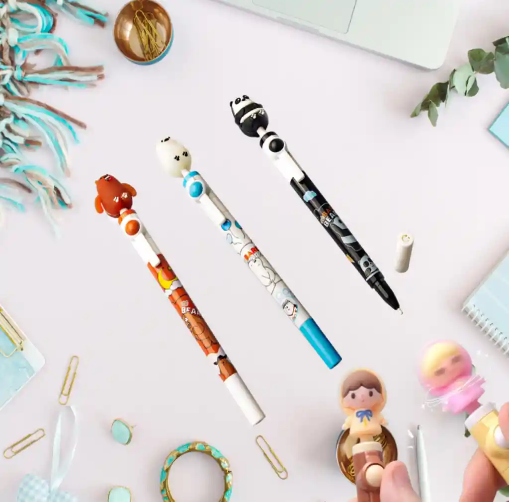 Pack De 12 Lápices De Tinta Giratorio Kawaii Diseño De Ositos