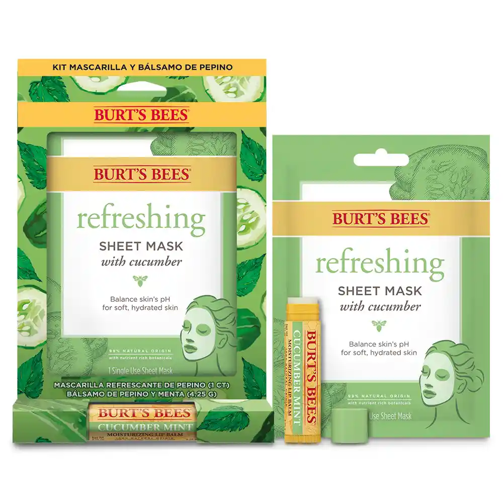 Burt's Bees Kit Mascarilla Y Balsamo Labial Pepino