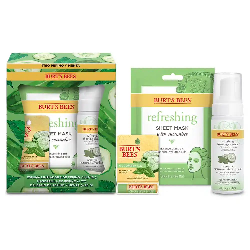 Burt's Bees Kit Facial Trio Pepino Y Menta