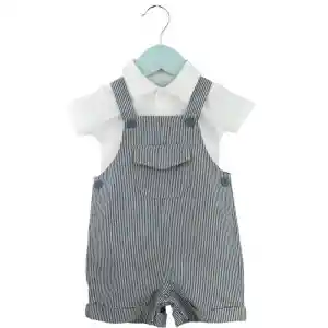 Jardinera De Gabardina Con Polera Polo 0-3m