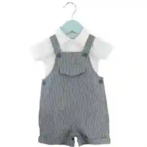 Jardinera De Gabardina Con Polera Polo 3-6m