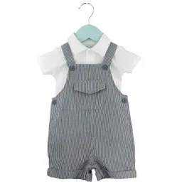 Jardinera De Gabardina Con Polera Polo 9-12m