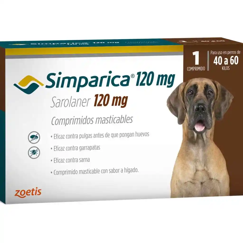 Simparica 120 Mg. De 40 A 60 Kg. 1 Comprimido