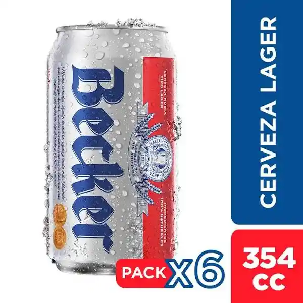 Becker Pack 6 Un Cervezalager Lata 350 Cc