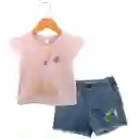 Conjunto De Short De Jeans Y Polera Niña 2t