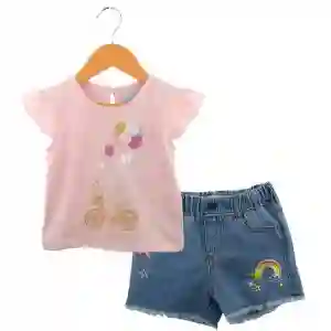 Conjunto De Short De Jeans Y Polera Niña 2t