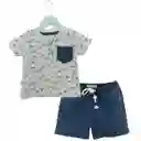 Conjunto De Short Y Polera Jeans Niño 0-3m