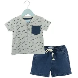 Conjunto De Short Y Polera Jeans Niño 0-3m