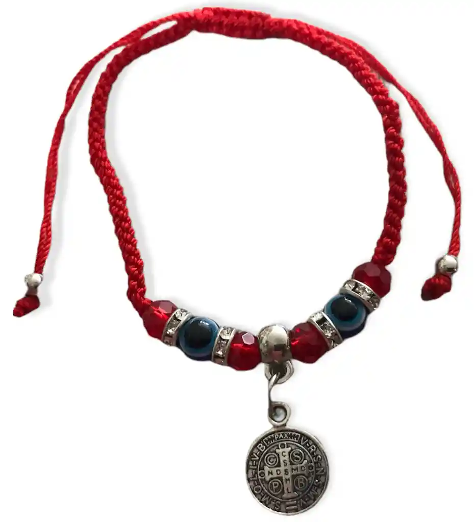 Pulsera Roja Protección Ojo Turco Y Medallita