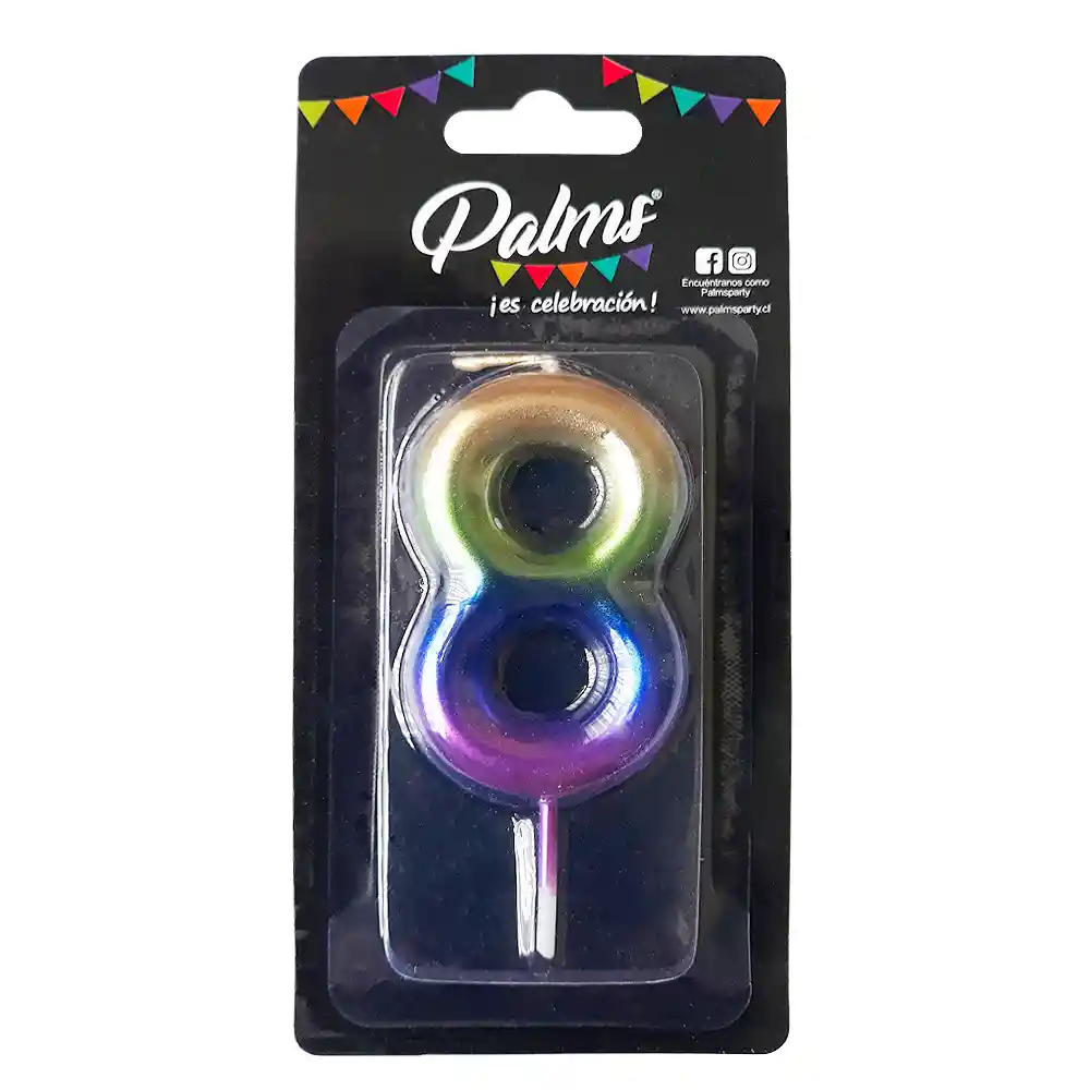 Vela Diseño Arcoíris Nº8