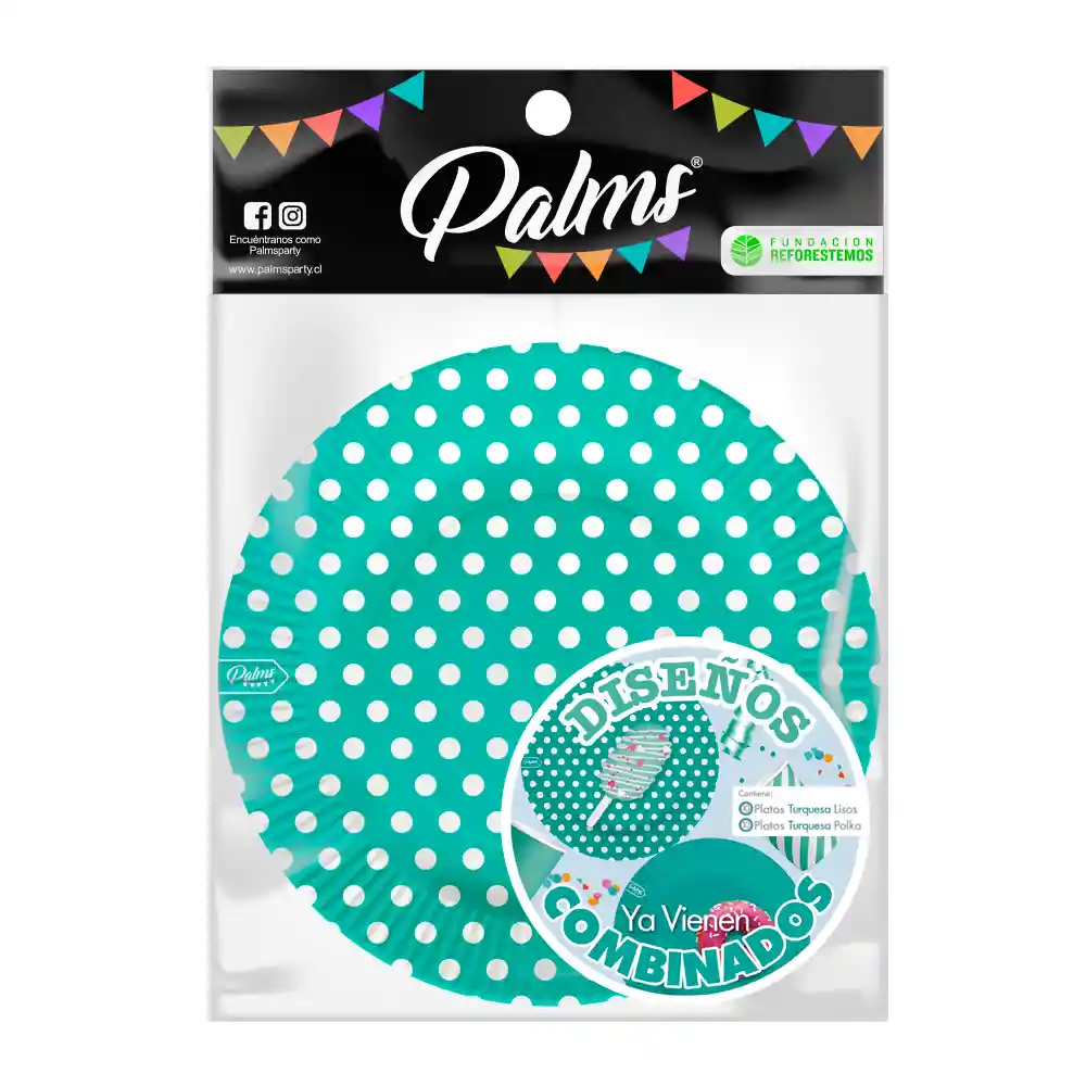 Set 20 Platos De Cumpleaños Combinados Turquesa