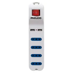 Alargador Extensión Philco 4 Pos Y 2 Usb Blanco